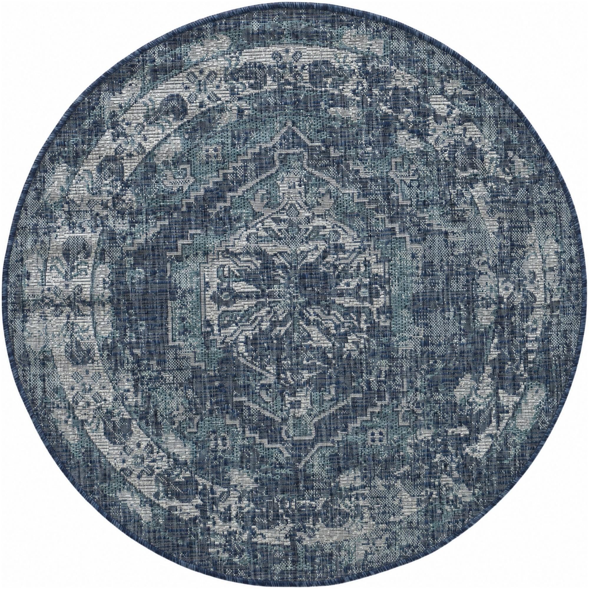 4' x 4' Easy-Clean Traditional Indoor / Outdoor Round Rug