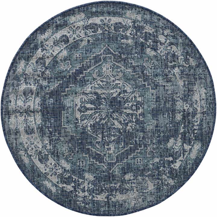 4' x 4' Easy-Clean Traditional Indoor / Outdoor Round Rug