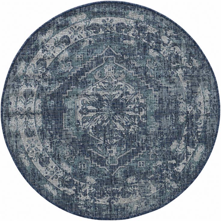 Detail image of 4' x 4' Easy-Clean Traditional Indoor / Outdoor Round Rug