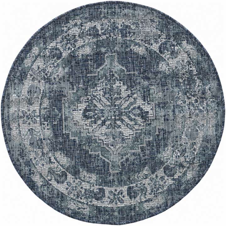 3' x 3' Easy-Clean Traditional Indoor / Outdoor Round Rug
