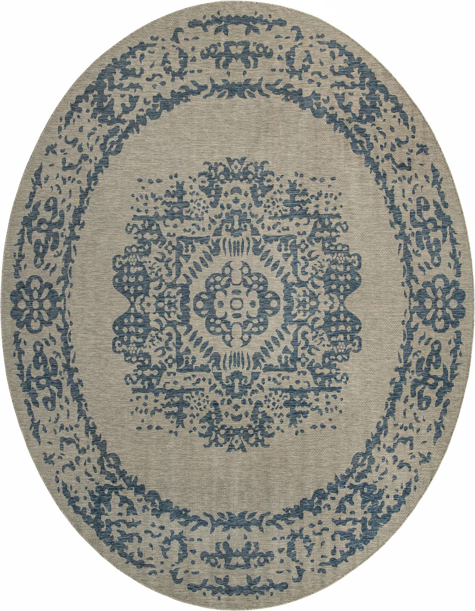 10' 8 x 10' 8 Easy-Clean Traditional Indoor / Outdoor Round Rug
