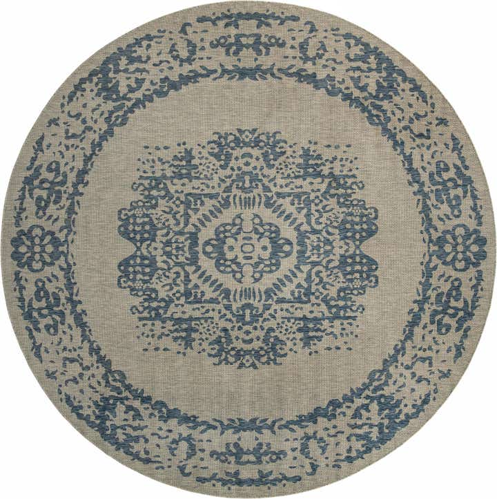 10' 8 x 10' 8 Easy-Clean Traditional Indoor / Outdoor Round Rug