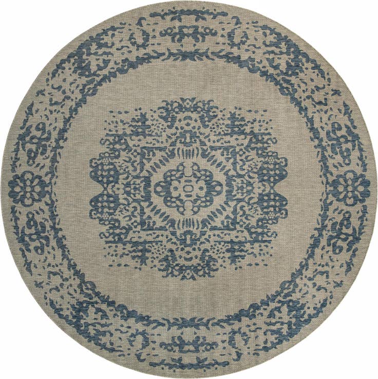 Detail image of 10' 8 x 10' 8 Easy-Clean Traditional Indoor / Outdoor Round Rug