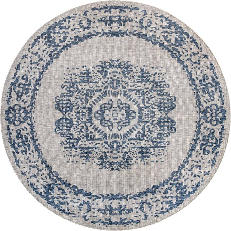 Detail image of 13' x 13' Easy-Clean Traditional Indoor / Outdoor Round Rug