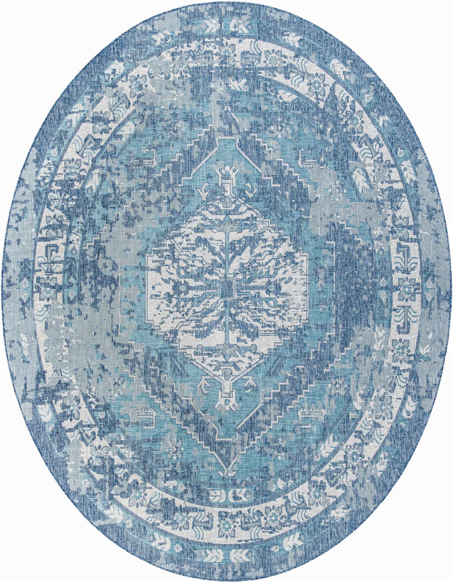 13' x 13' Easy-Clean Traditional Indoor / Outdoor Round Rug