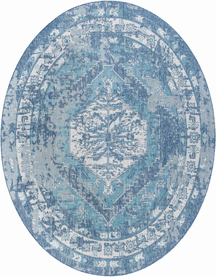 Detail image of 13' x 13' Easy-Clean Traditional Indoor / Outdoor Round Rug