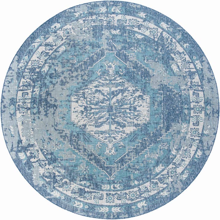 Detail image of 13' x 13' Easy-Clean Traditional Indoor / Outdoor Round Rug