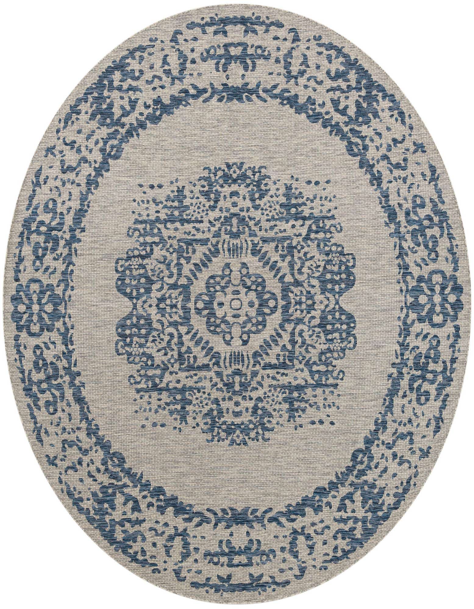 10' x 10' Easy-Clean Traditional Indoor / Outdoor Round Rug