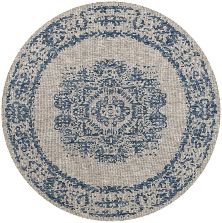 Detail image of 10' x 10' Easy-Clean Traditional Indoor / Outdoor Round Rug