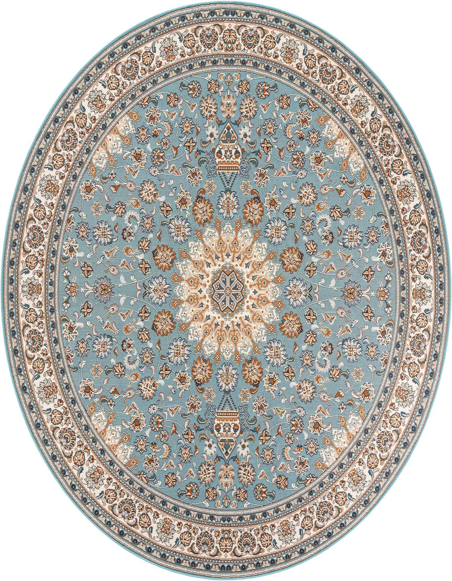 10' x 10' Easy-Clean Traditional Indoor / Outdoor Round Rug