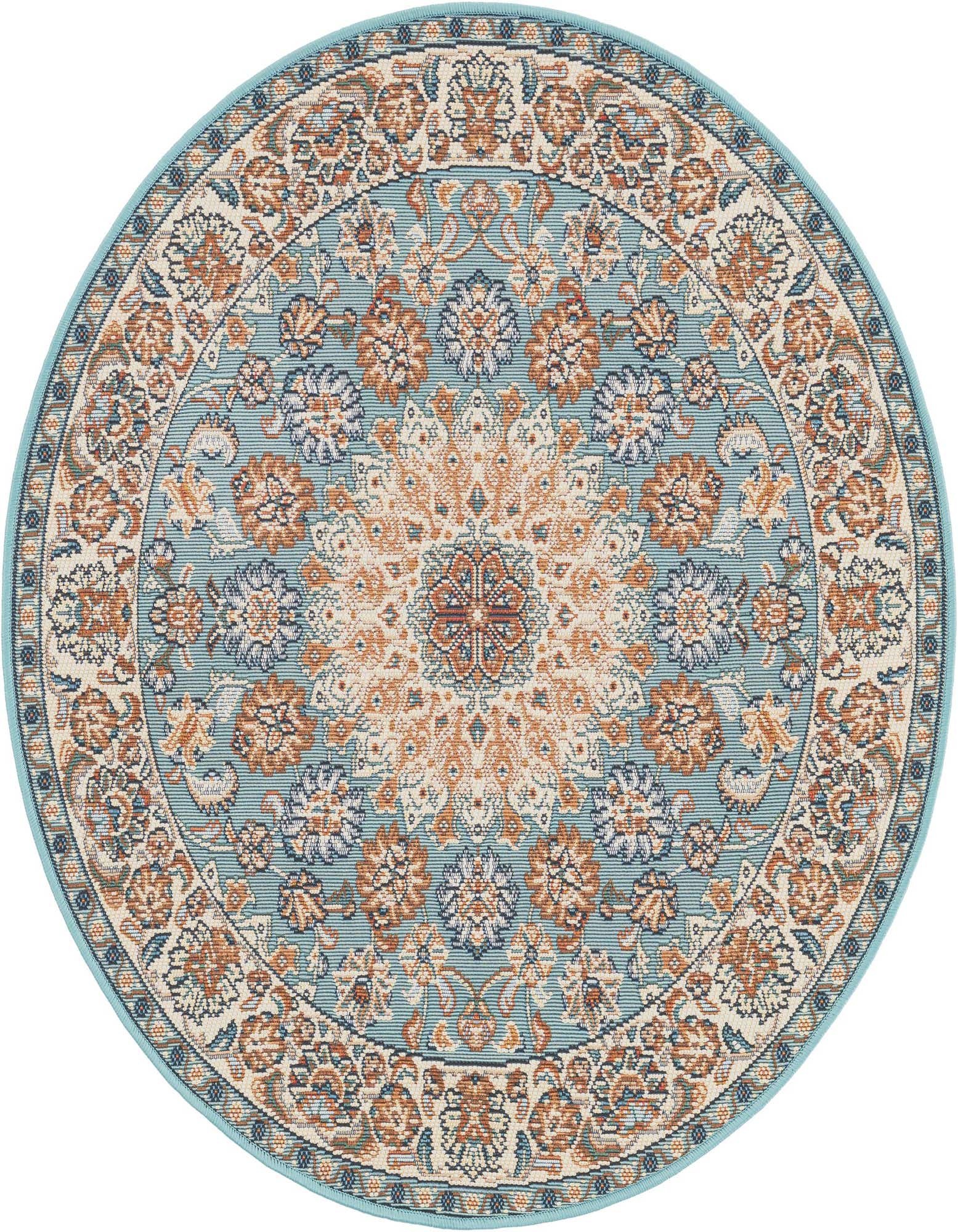 3' 3 x 3' 3 Easy-Clean Traditional Indoor / Outdoor Round Rug