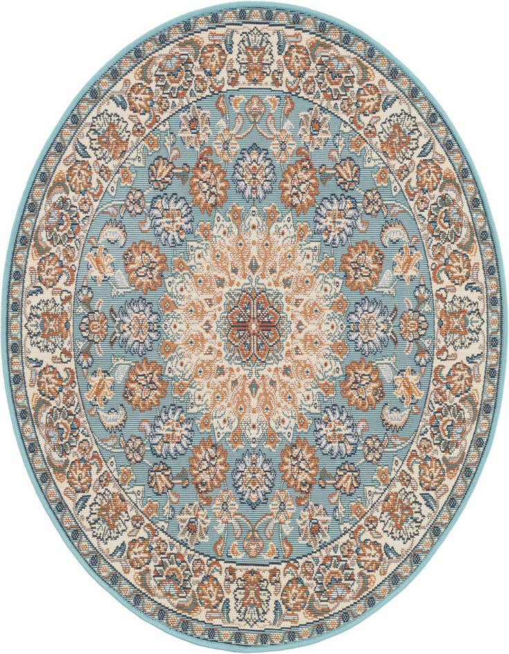 Detail image of 3' 3 x 3' 3 Easy-Clean Traditional Indoor / Outdoor Round Rug