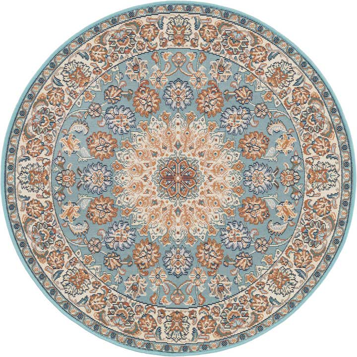 3' 3 x 3' 3 Easy-Clean Traditional Indoor / Outdoor Round Rug