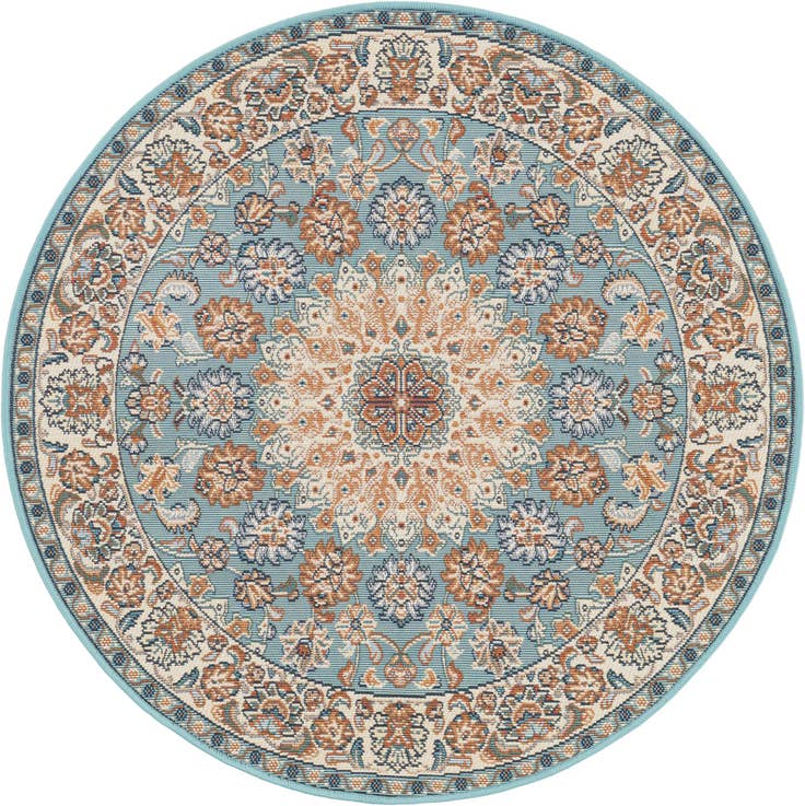 Detail image of 3' 3 x 3' 3 Easy-Clean Traditional Indoor / Outdoor Round Rug