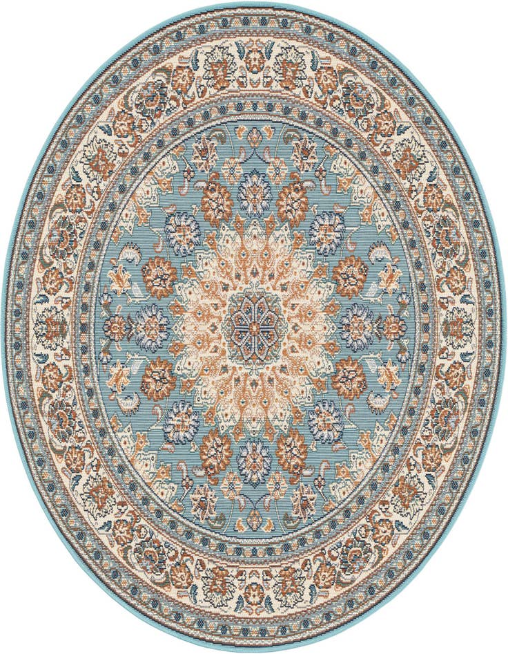 Detail image of 4' 1 x 4' 1 Easy-Clean Traditional Indoor / Outdoor Round Rug
