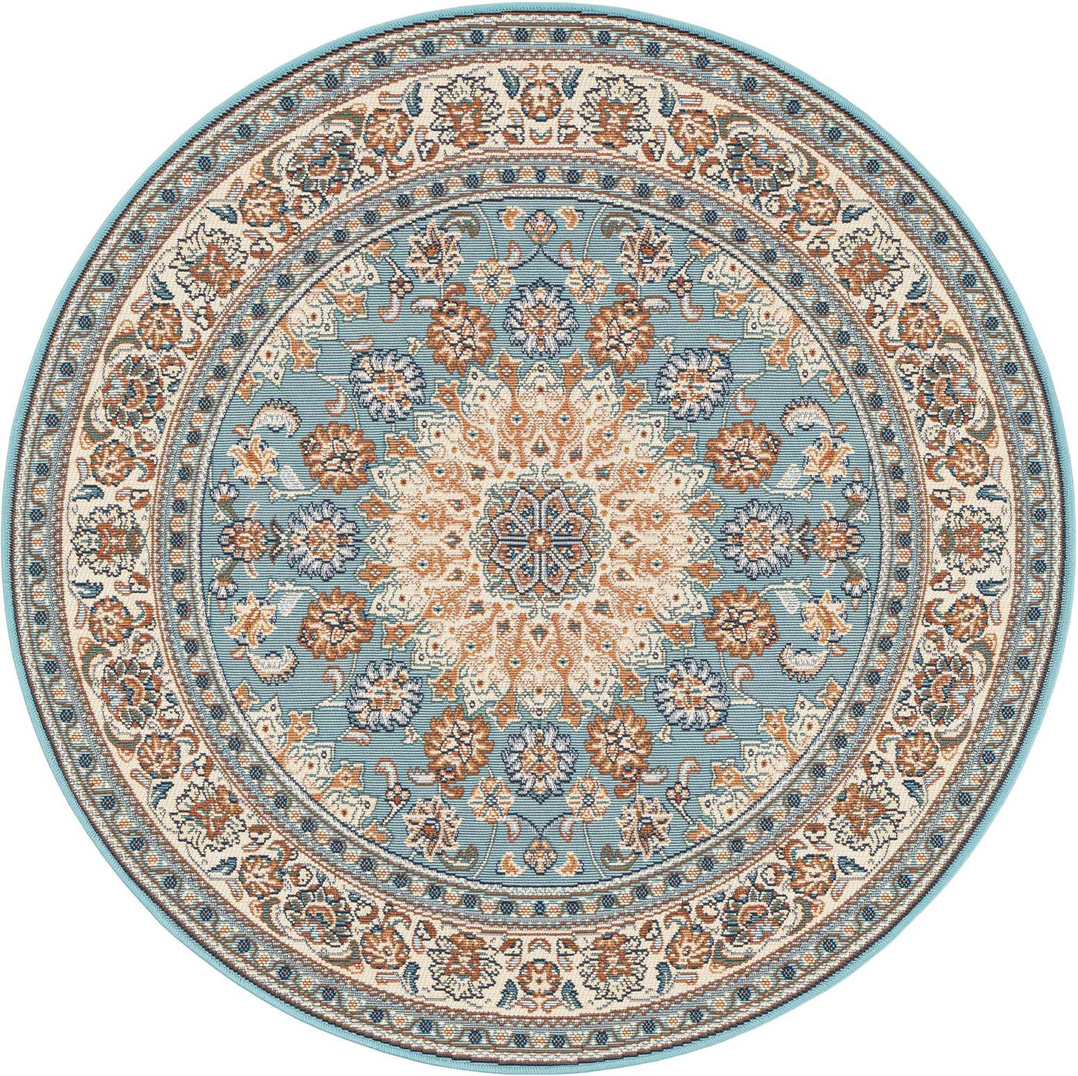 4' 1 x 4' 1 Easy-Clean Traditional Indoor / Outdoor Round Rug