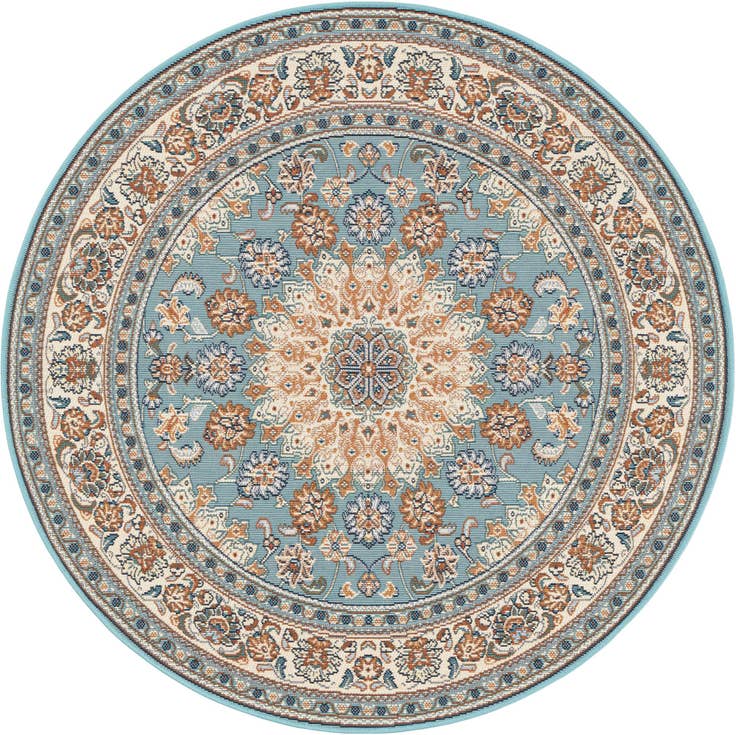 Detail image of 4' 1 x 4' 1 Easy-Clean Traditional Indoor / Outdoor Round Rug