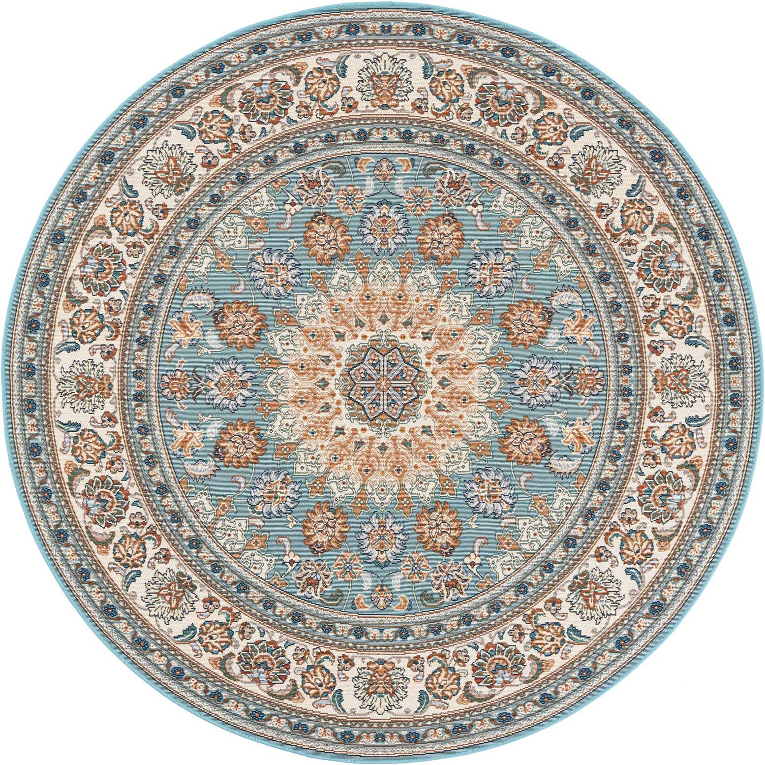 6' 1 x 6' 1 Easy-Clean Traditional Indoor / Outdoor Round Rug