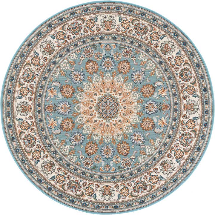 6' 1 x 6' 1 Easy-Clean Traditional Indoor / Outdoor Round Rug