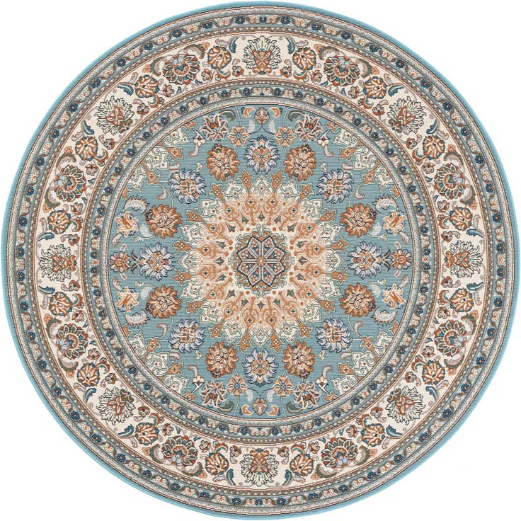 Detail image of 6' 1 x 6' 1 Easy-Clean Traditional Indoor / Outdoor Round Rug