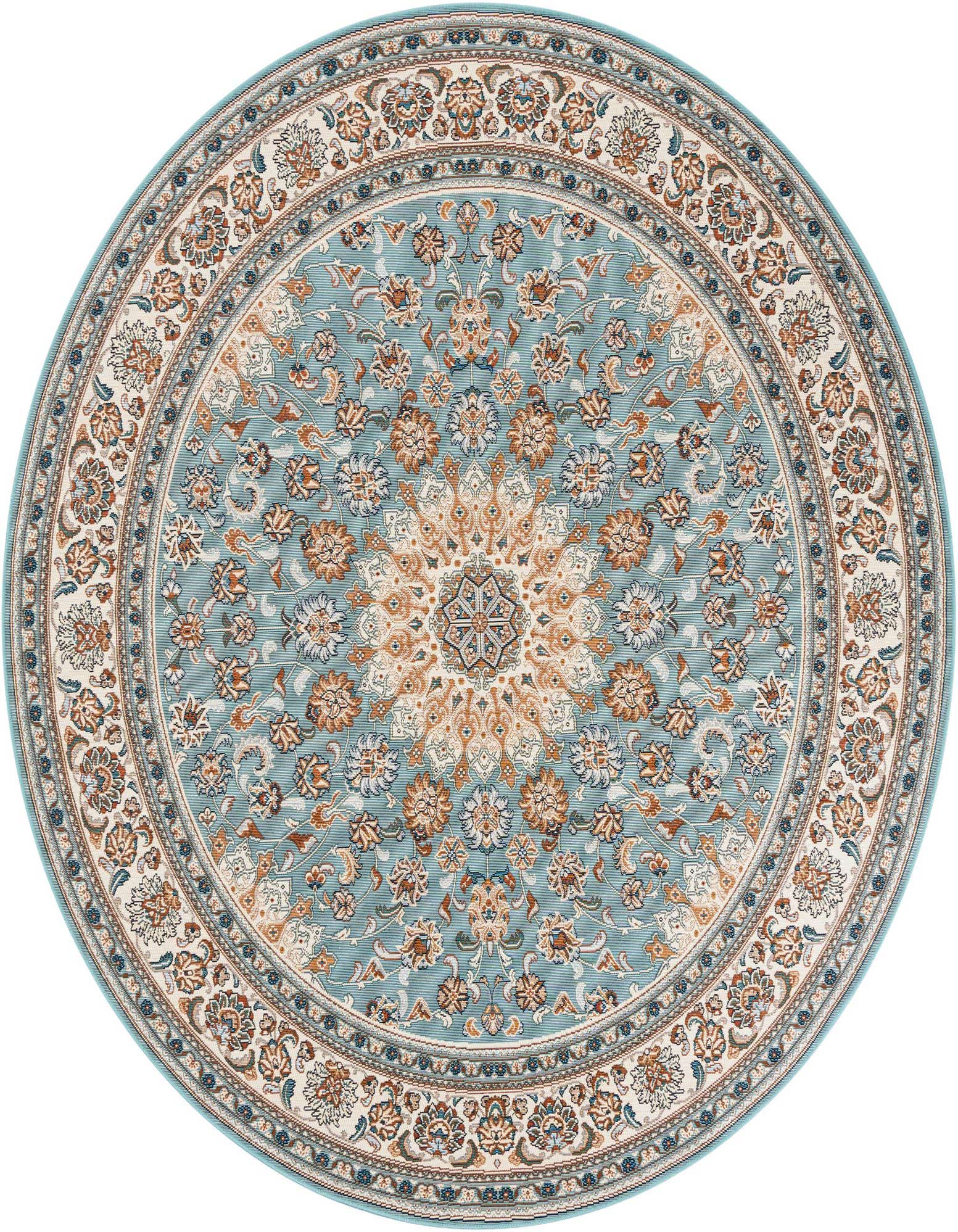 7' 10 x 7' 10 Easy-Clean Traditional Indoor / Outdoor Round Rug