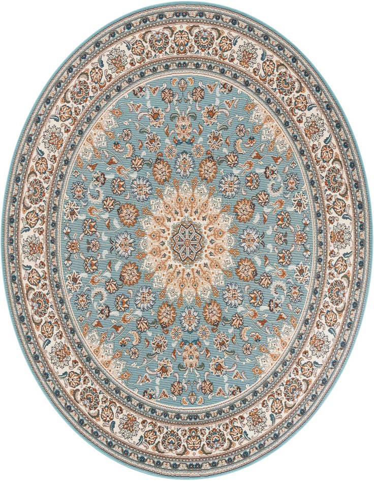 Detail image of 7' 10 x 7' 10 Easy-Clean Traditional Indoor / Outdoor Round Rug