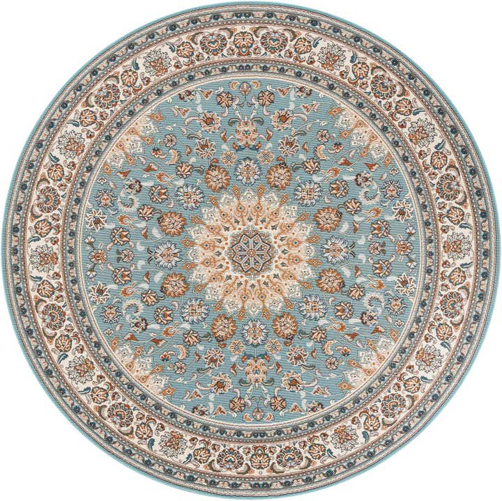 7' 10 x 7' 10 Easy-Clean Traditional Indoor / Outdoor Round Rug