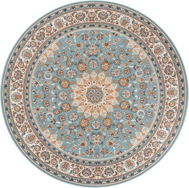 Detail image of 7' 10 x 7' 10 Easy-Clean Traditional Indoor / Outdoor Round Rug
