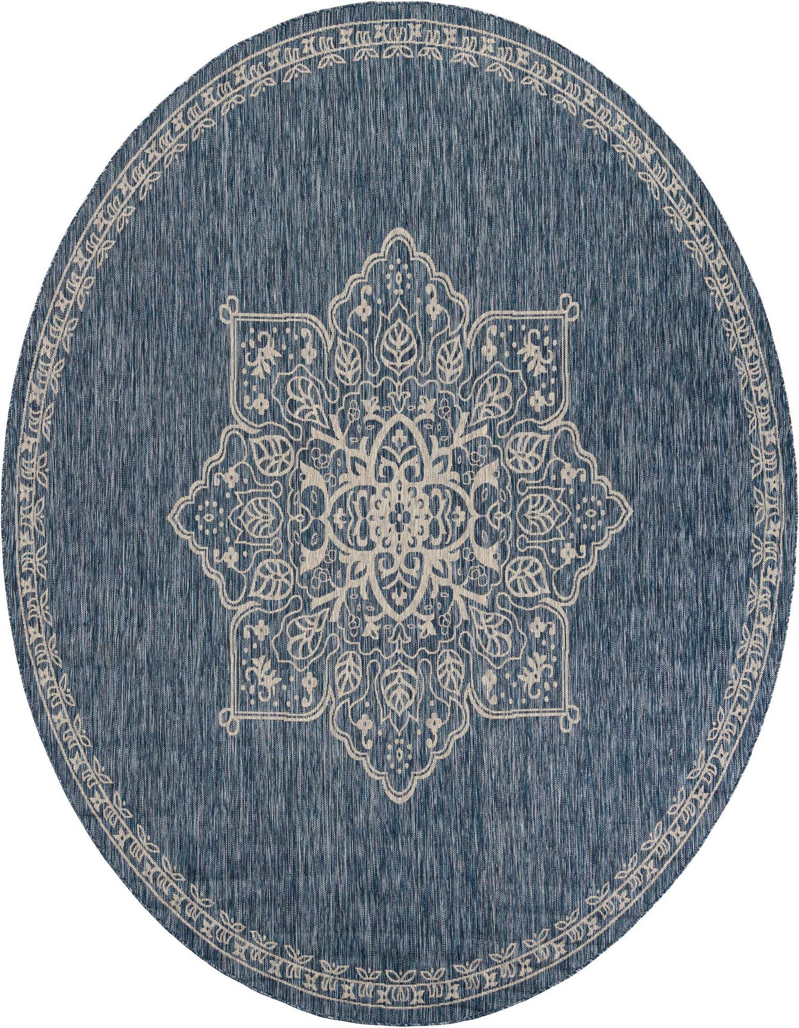 10' x 10' Easy-Clean Traditional Indoor / Outdoor Round Rug