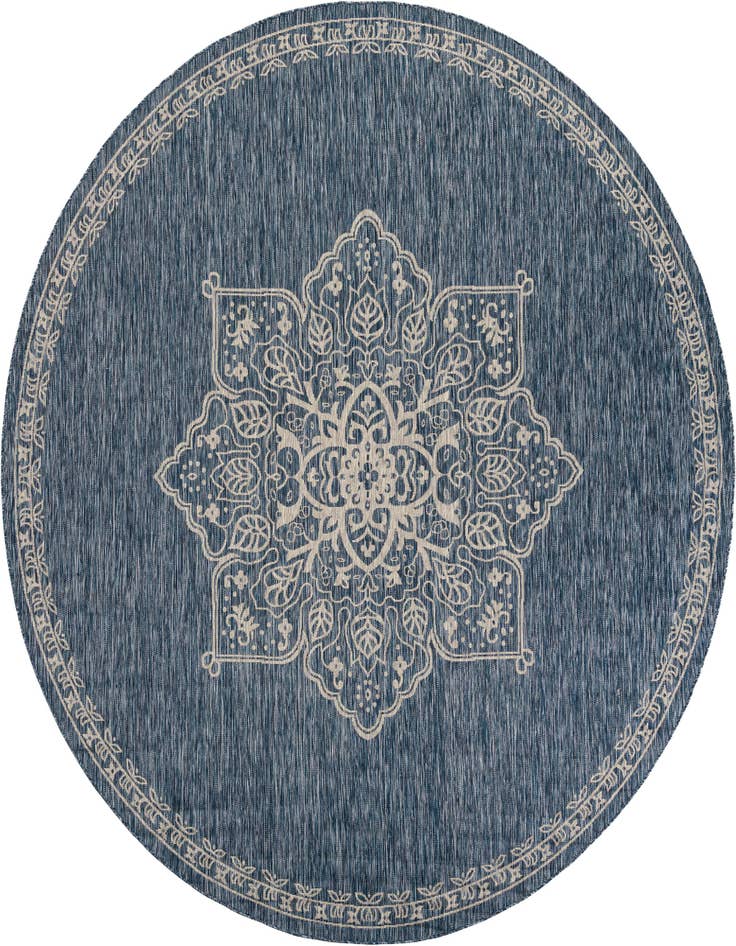 Detail image of 10' x 10' Easy-Clean Traditional Indoor / Outdoor Round Rug