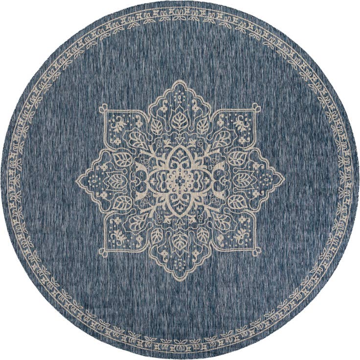 Detail image of 10' x 10' Easy-Clean Traditional Indoor / Outdoor Round Rug