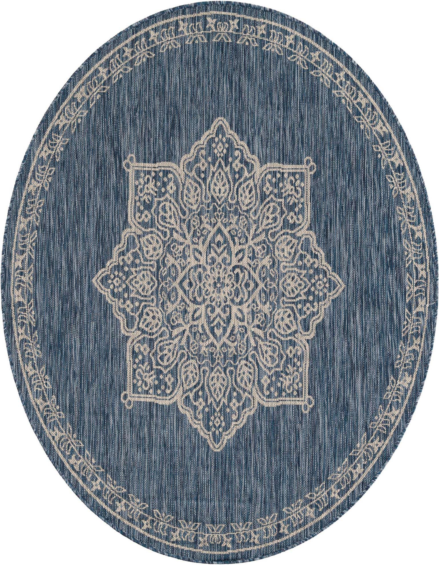 5' 3 x 5' 3 Easy-Clean Traditional Indoor / Outdoor Round Rug