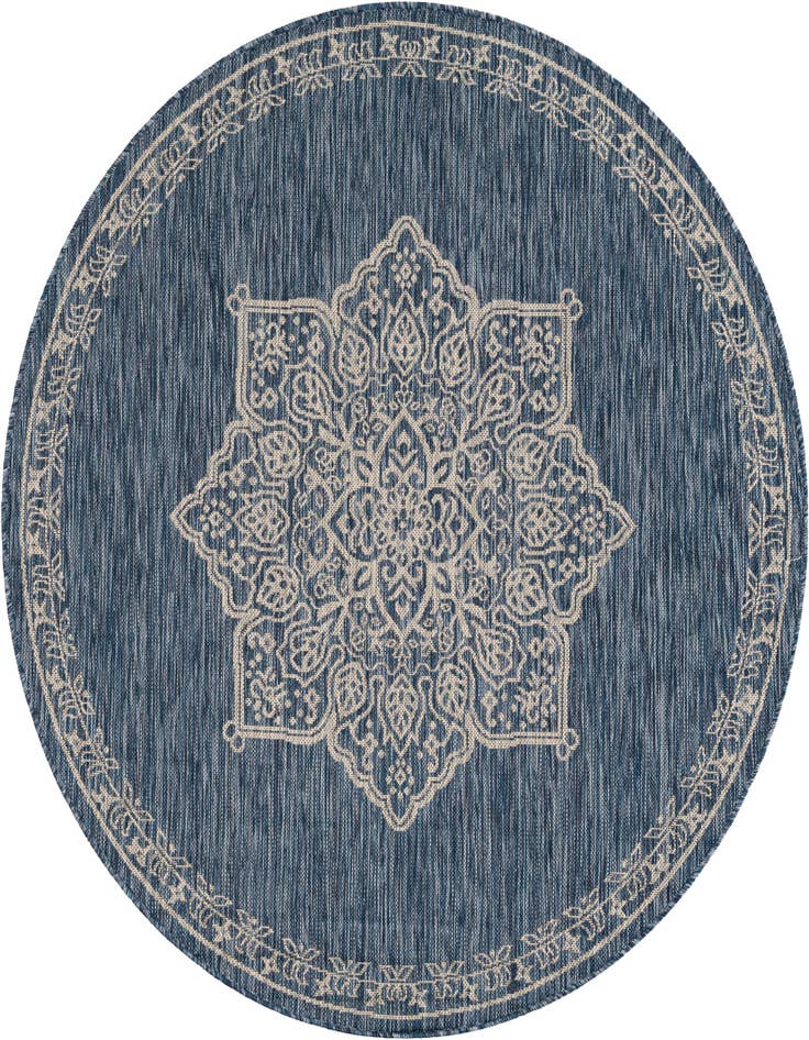Detail image of 5' 3 x 5' 3 Easy-Clean Traditional Indoor / Outdoor Round Rug