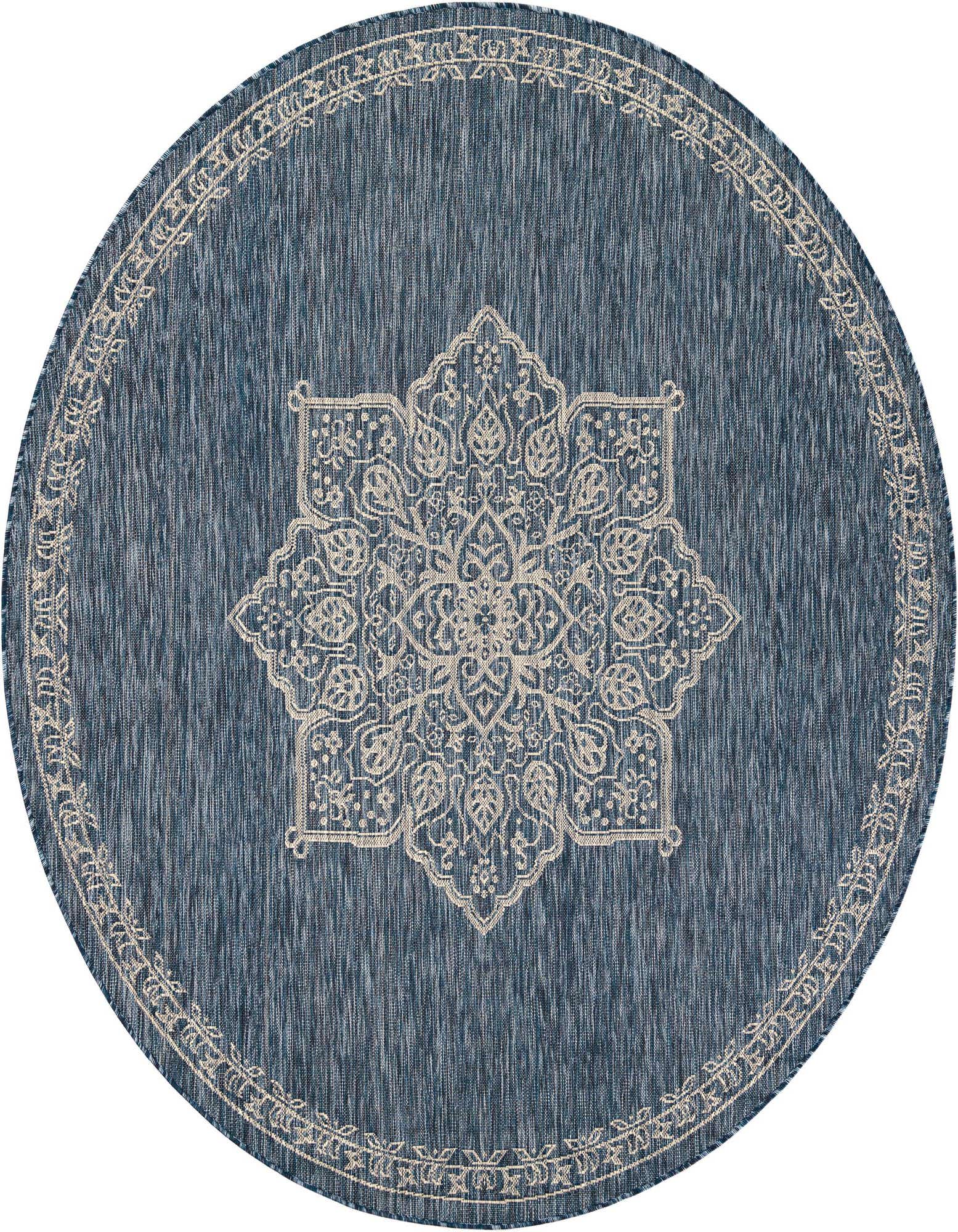 7' 10 x 7' 10 Easy-Clean Traditional Indoor / Outdoor Round Rug