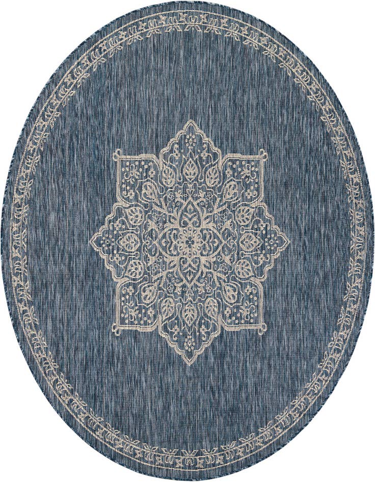 Detail image of 7' 10 x 7' 10 Easy-Clean Traditional Indoor / Outdoor Round Rug
