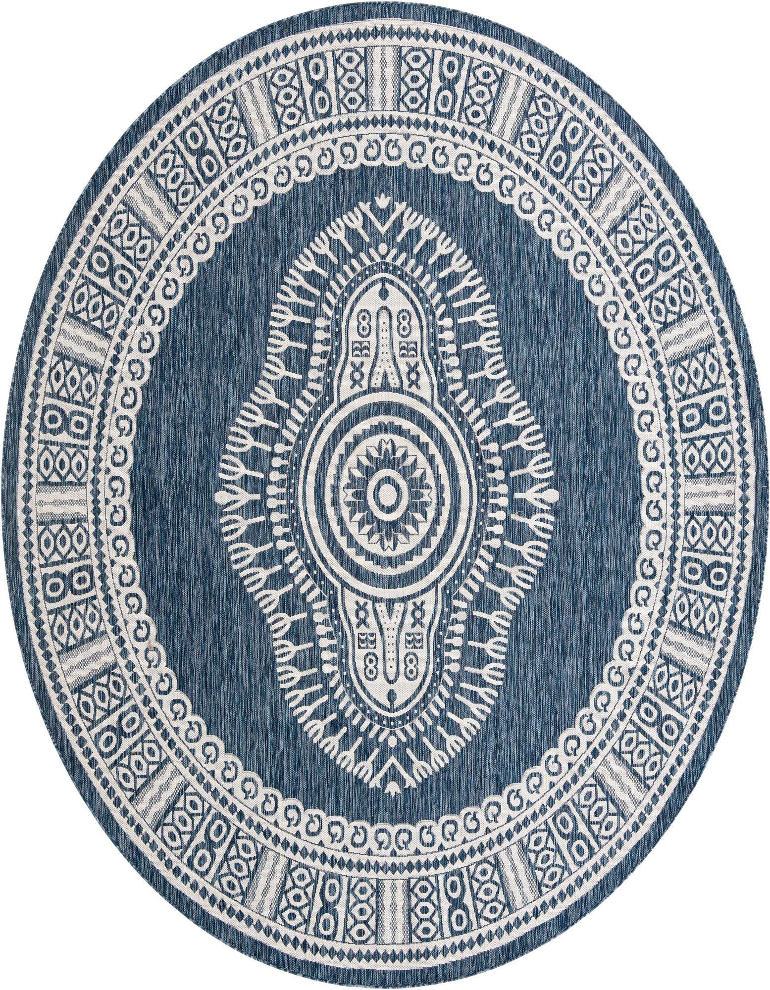 10' x 10' Easy-Clean Traditional Indoor / Outdoor Round Rug
