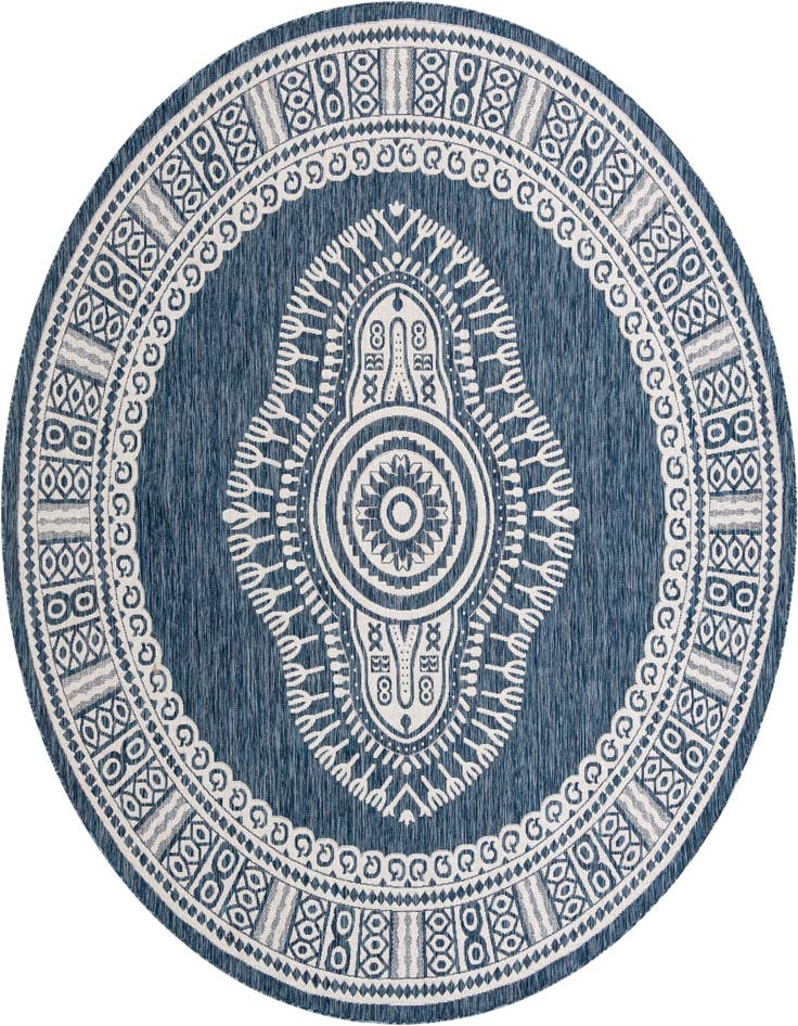 Detail image of 10' x 10' Easy-Clean Traditional Indoor / Outdoor Round Rug