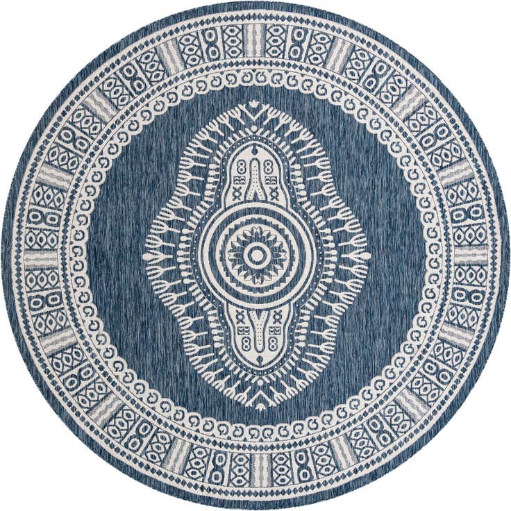 Detail image of 10' x 10' Easy-Clean Traditional Indoor / Outdoor Round Rug