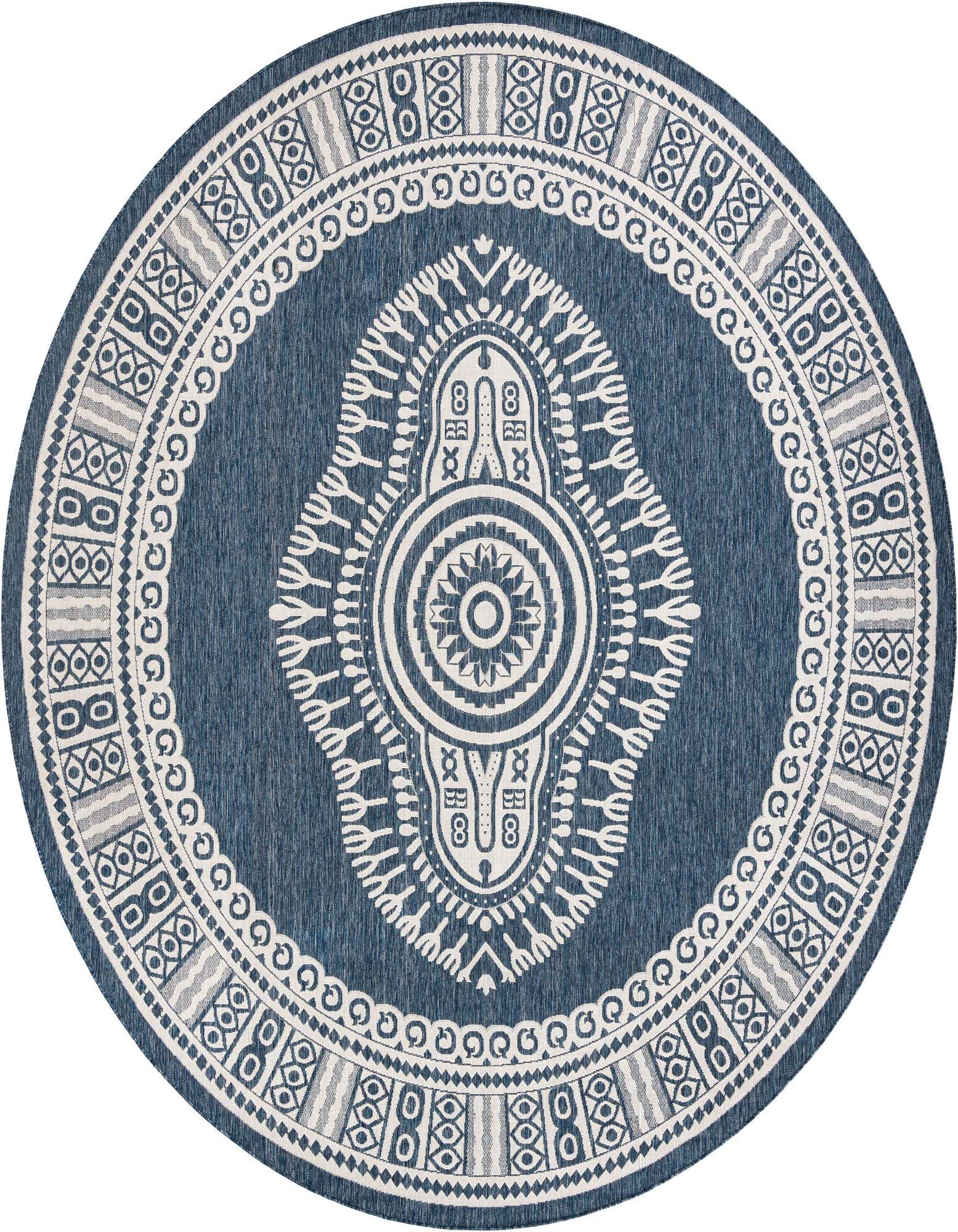 12' x 12' Easy-Clean Traditional Indoor / Outdoor Round Rug
