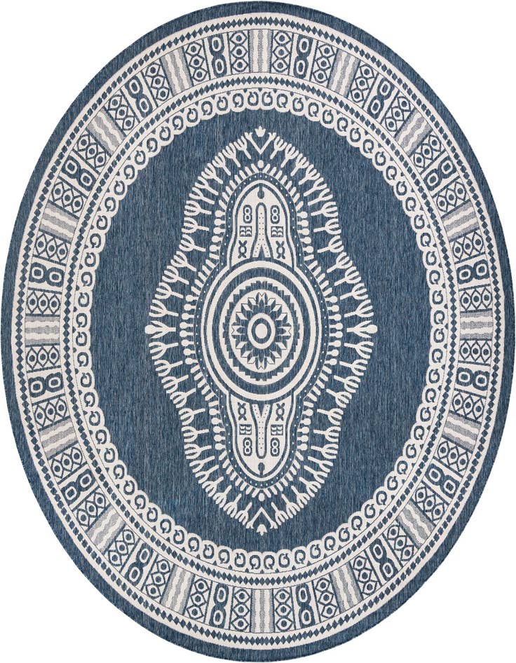 Detail image of 12' x 12' Easy-Clean Traditional Indoor / Outdoor Round Rug