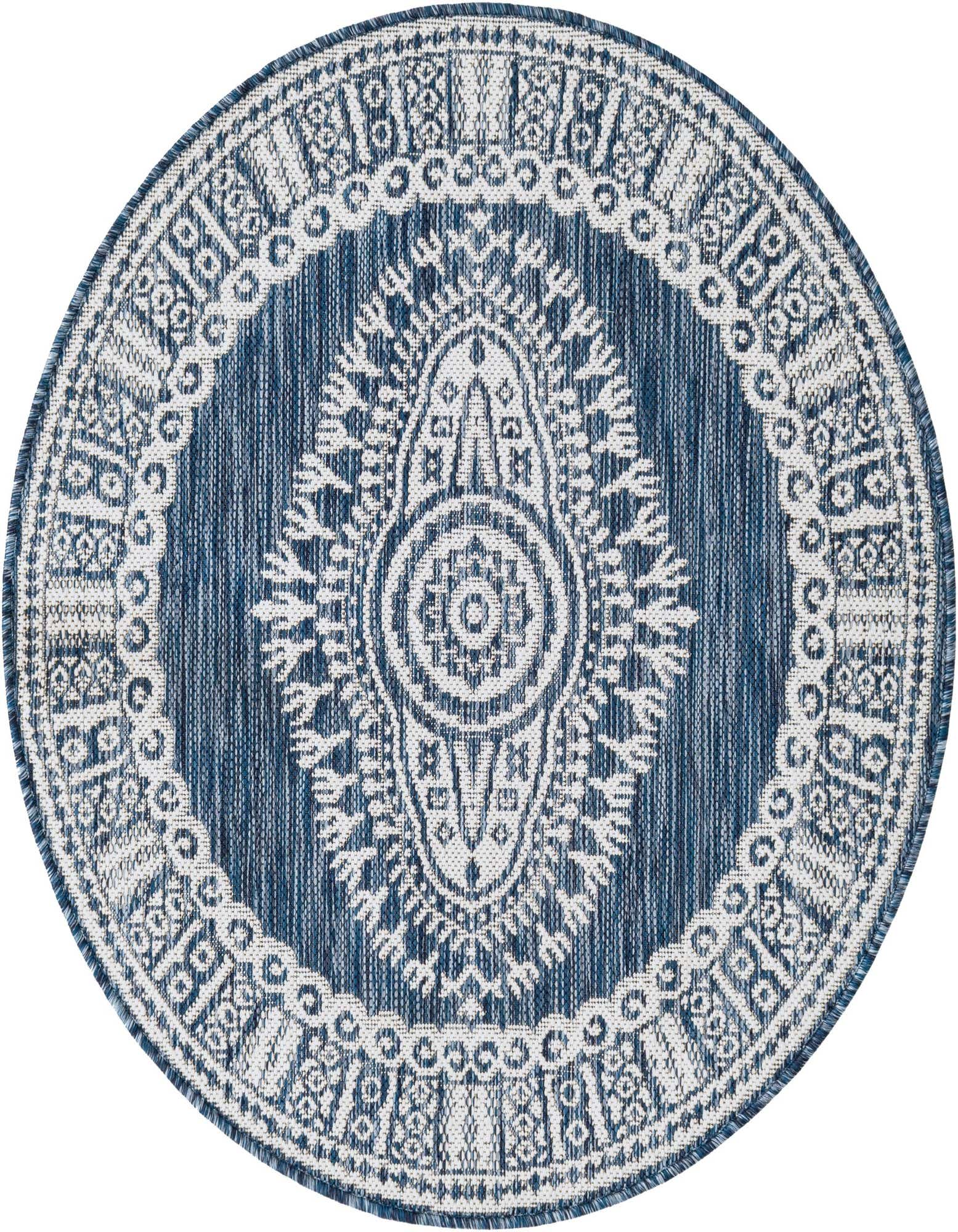 3' x 3' Easy-Clean Traditional Indoor / Outdoor Round Rug