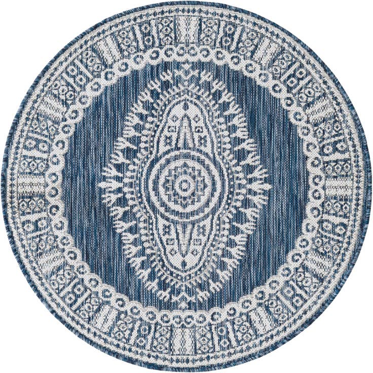 Detail image of 3' x 3' Easy-Clean Traditional Indoor / Outdoor Round Rug