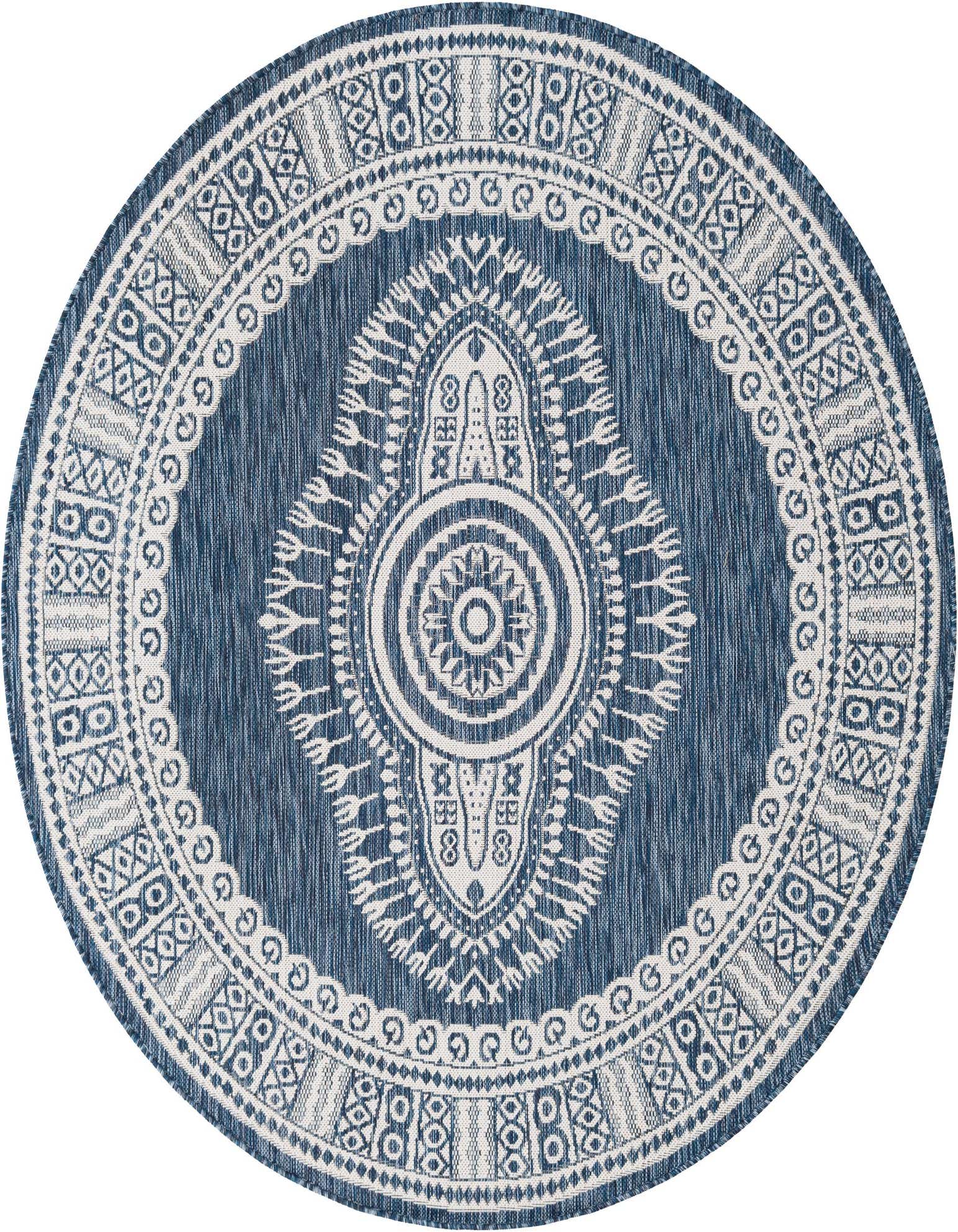 6' x 6' Easy-Clean Traditional Indoor / Outdoor Round Rug
