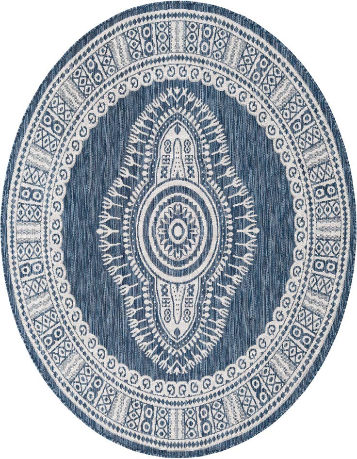 Detail image of 6' x 6' Easy-Clean Traditional Indoor / Outdoor Round Rug