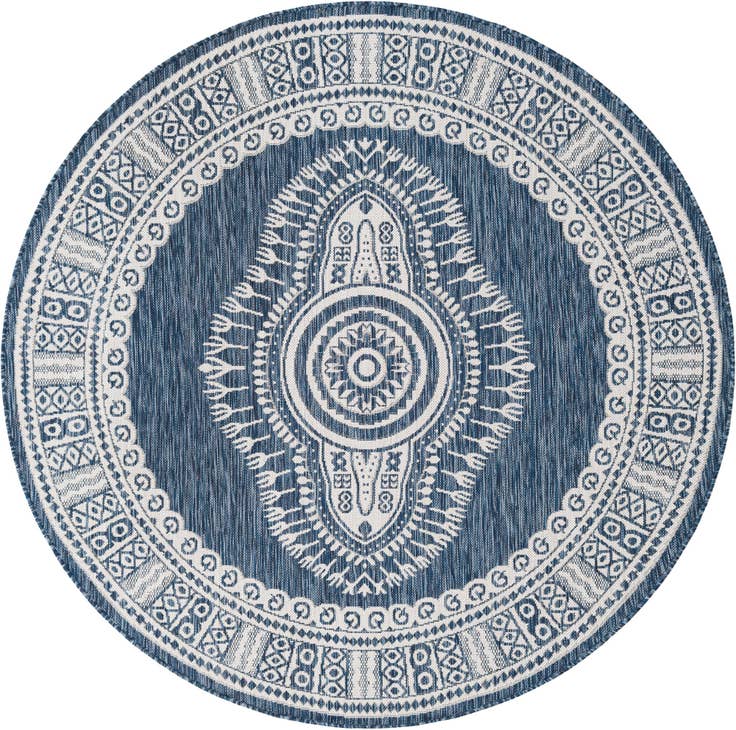 Detail image of 6' x 6' Easy-Clean Traditional Indoor / Outdoor Round Rug