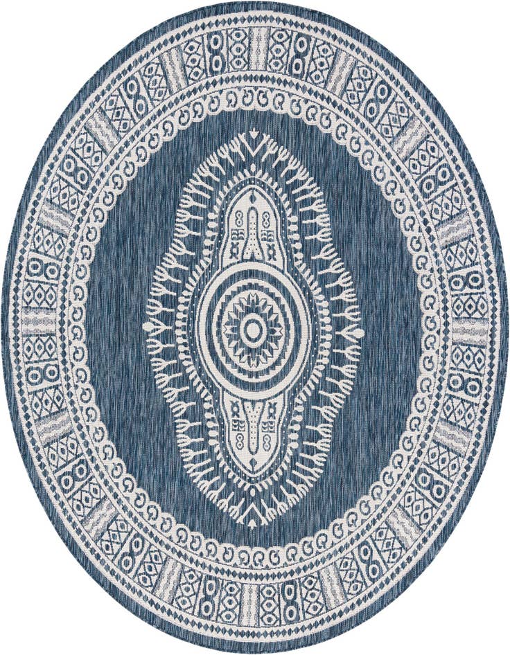 Detail image of 7' 10 x 7' 10 Easy-Clean Traditional Indoor / Outdoor Round Rug