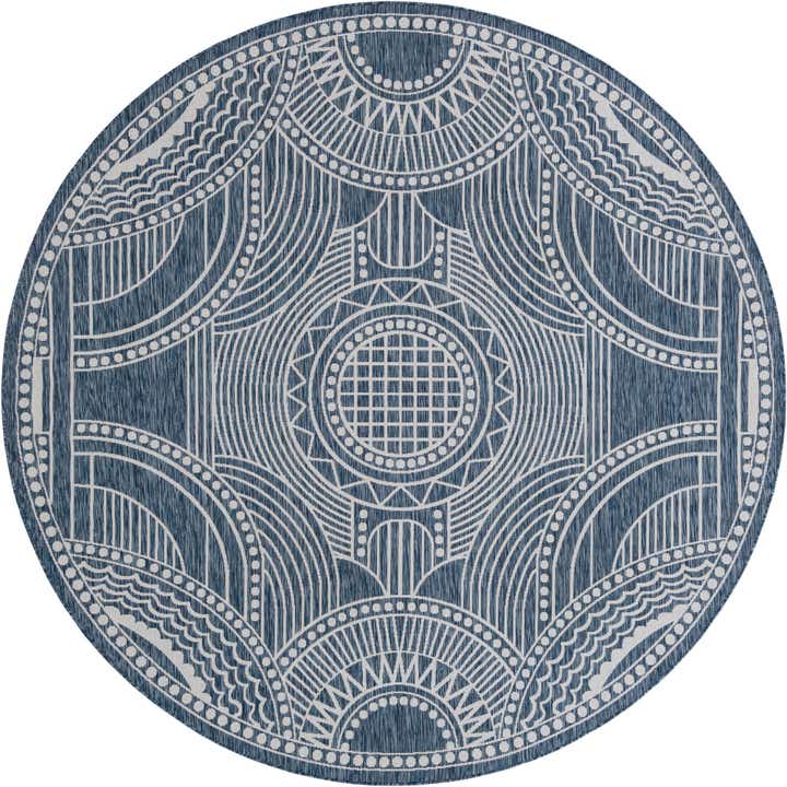 10' x 10' Easy-Clean Traditional Indoor / Outdoor Round Rug