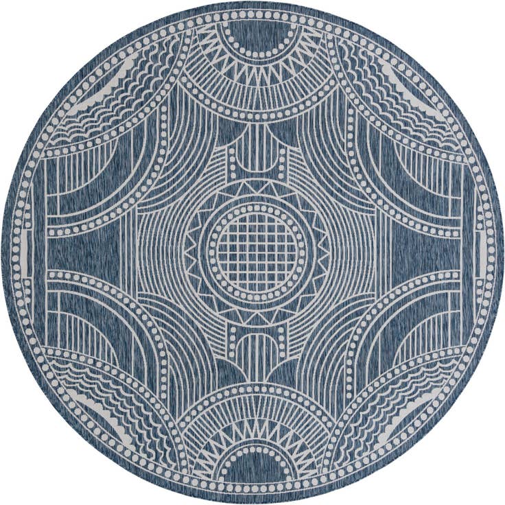 Detail image of 10' x 10' Easy-Clean Traditional Indoor / Outdoor Round Rug
