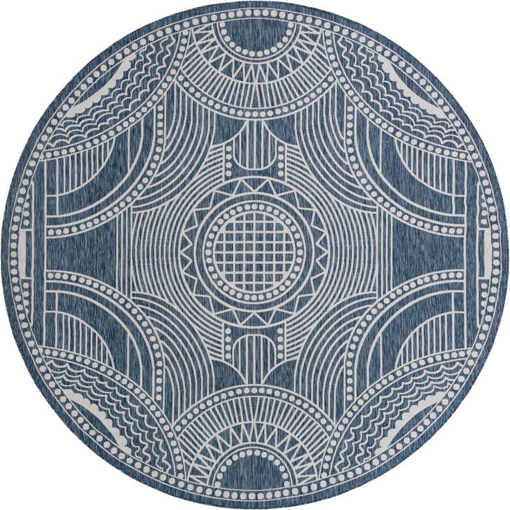Detail image of 12' x 12' Easy-Clean Traditional Indoor / Outdoor Round Rug