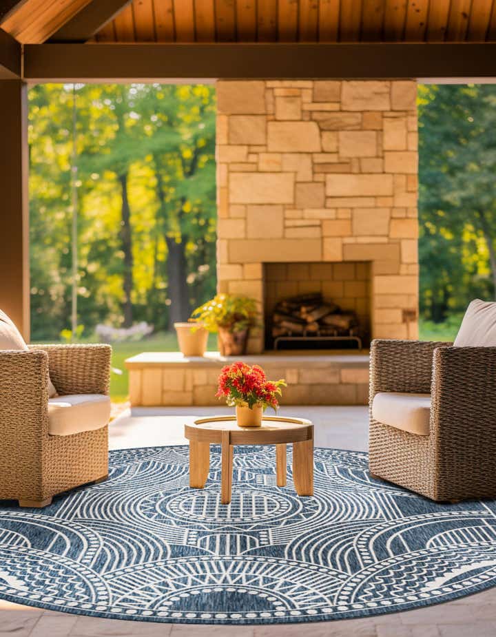 6' x 6' Easy-Clean Traditional Indoor / Outdoor Round Rug